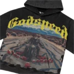 Black Godspeed Long Lonely Road Pullover Hoodie Close View