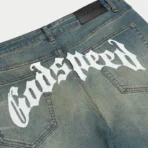 Blue Godspeed Denim Pants Close View