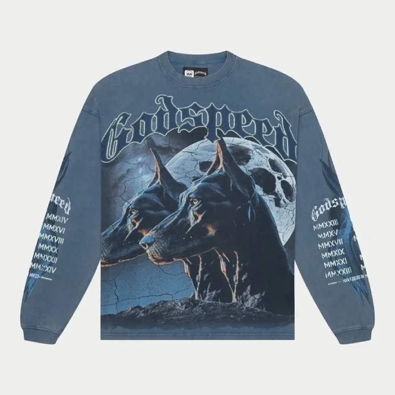 Blue Godspeed F.t.d Long Sleeve T-Shirt - Godspeed Blue Godspeed F.T.D Long Sleeve T-Shirt