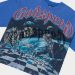 Blue Wash Godspeed Checkmate T-Shirt Close View