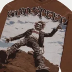 Brown Wash Rocker Thermal Long Sleeve Close-Up View