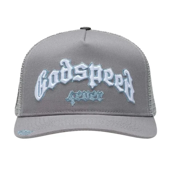 Cool Grey Blue Godspeed Forever Trucker Hat