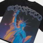 Men's Black Godspeed Purple City Short Sleeve T-Shirt Front