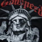 Men's Black Wash Godspeed New York R.o.m.e Tee Close