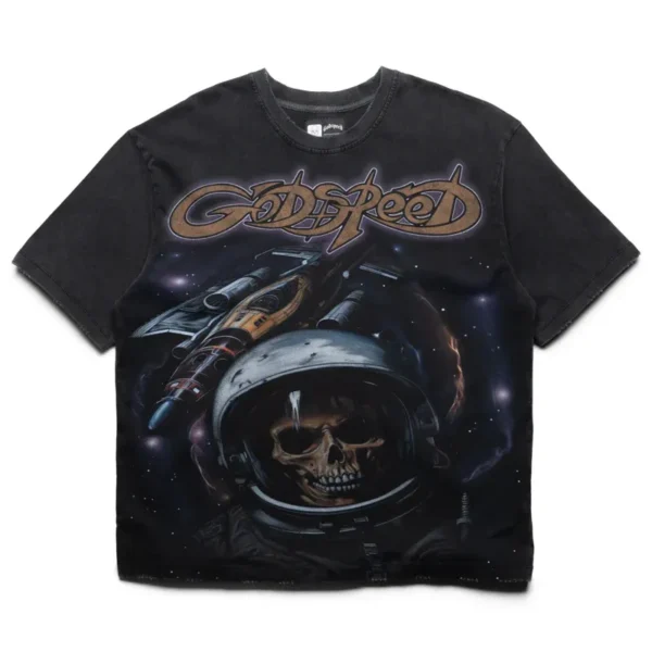 Men's Black Wash Godspeed New York Space Traveler Tee
