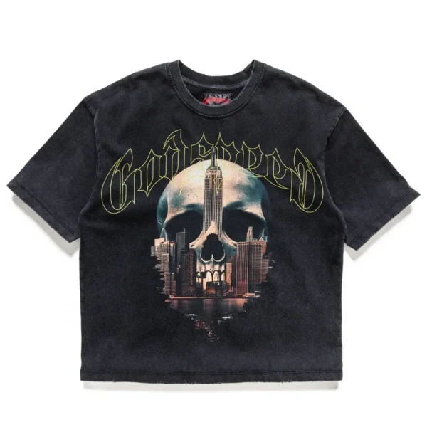 Men's Black Wash Godspeed Skyline Tee