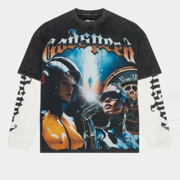 Men's Grey Wash God Speed Chosen One Layered T-Shirt