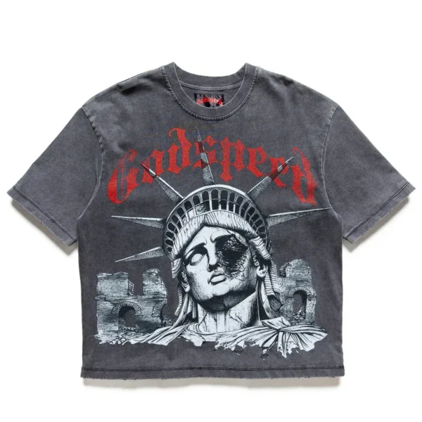 Men's Grey Wash Godspeed R.O.M.E Tee T- Shirt