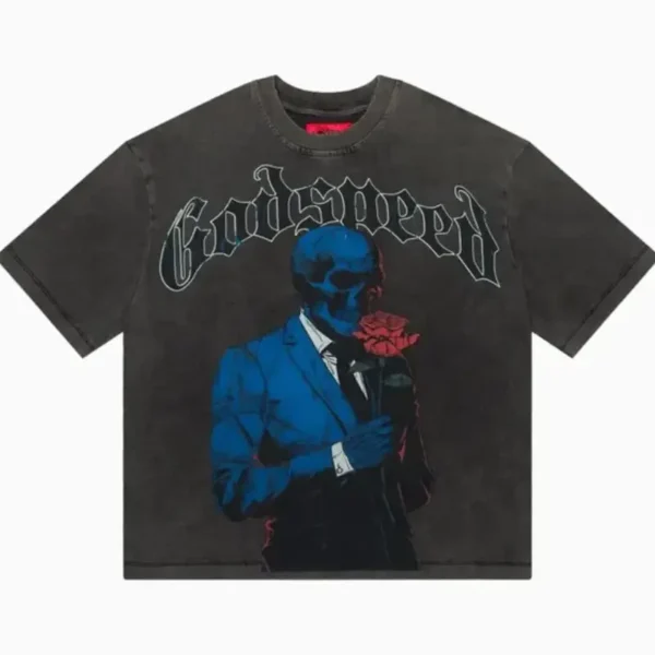 Men's Grey Wash Godspeed Smell The Roses T-Shirt