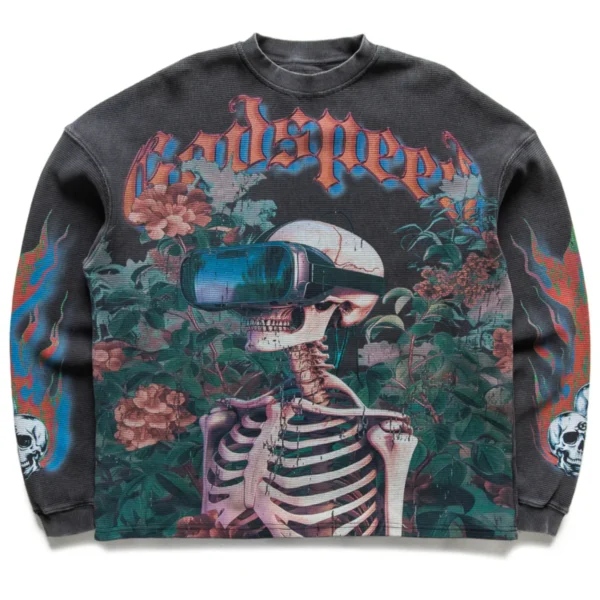 Men's Grey Washed Godspeed Vision Flowers L/S Thermal