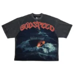Men's Washed Grey Godspeed Sea Sick Crew Neck T-Shirt