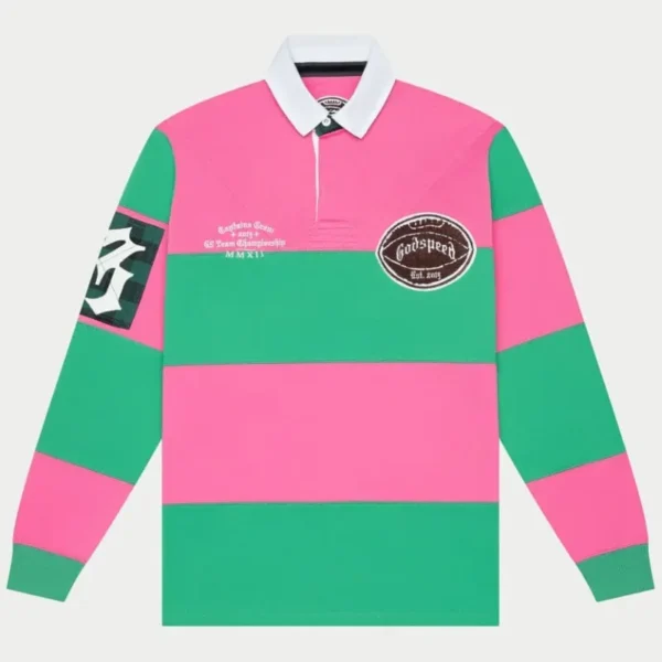Pink Green Godspeed Classic Field Rugby T-Shirt