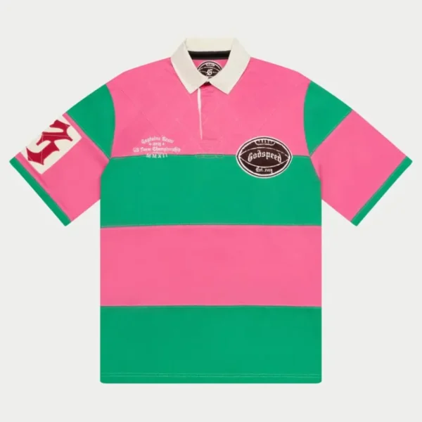 Pink/Green Godspeed Clothing Classic Field Rugby T-Shirt
