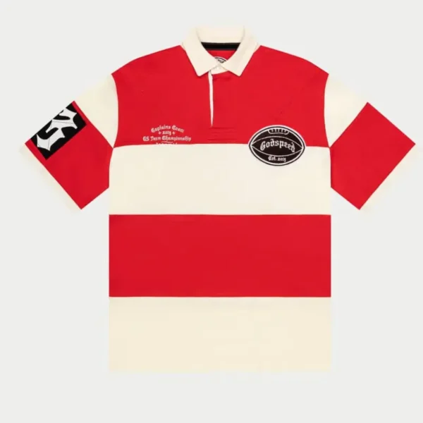 Red/White Godspeed Clothing Classic Field Rugby T-Shirt