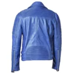 Royal Blue Godspeed Leather Moto Jacket Back Side