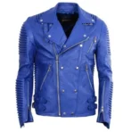 Royal Blue Godspeed Leather Moto Jacket