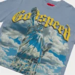Sky Blue Godspeed Cotton T-Shirt Close View