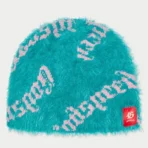 Teal Pink Godspeed Fuzzy logo Beanie