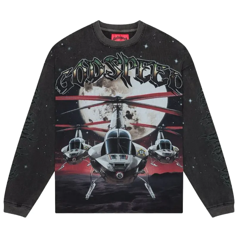 Washed Black Godspeed Airstrike L/S T-Shirt - Godspeed Washed Black Godspeed Airstrike L/S T-Shirt