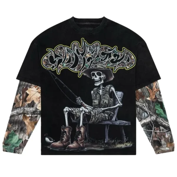 Washed Black Godspeed Gone Fishing Layered L/S Tee