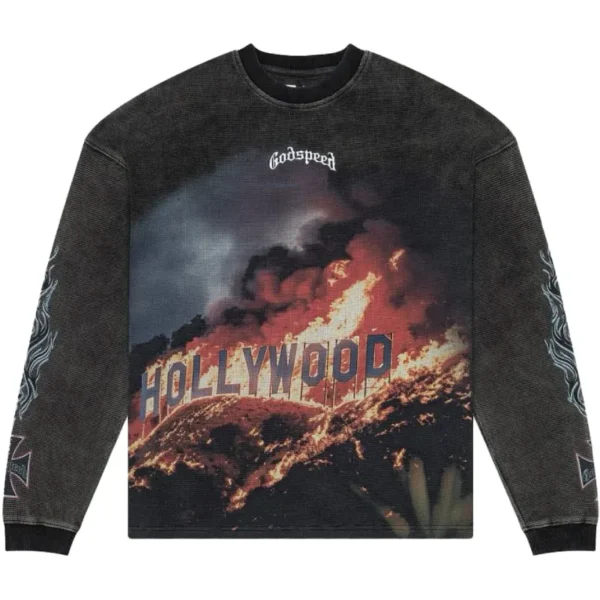 Washed Black Godspeed Hollywood Inferno Thermal L/S Tee