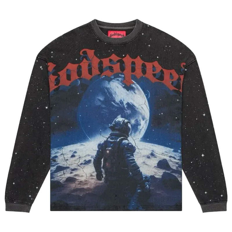 Washed Black Godspeed No Looking Back L/S Tee - Godspeed Washed Black Godspeed No Looking Back L/S Tee