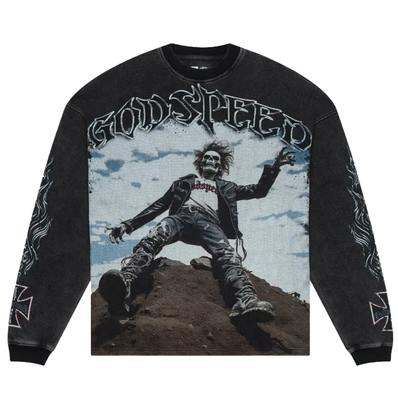 Washed Black Godspeed Rocker Thermal L/S Tee - Godspeed Washed Black Godspeed Rocker Thermal L/S Tee