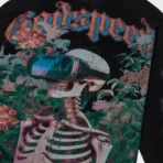 Washed Black Vision Flowers Thermal Long Sleeve Shirt Closer View