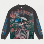 Washed Grey Vision Flowers Thermal Long Sleeve Shirt