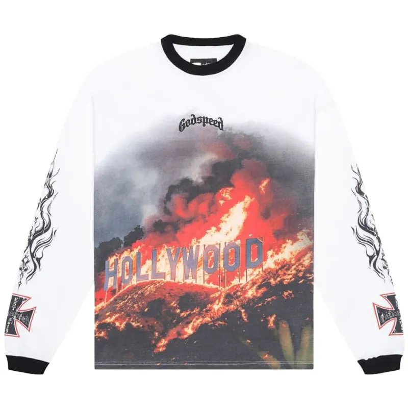 White Godspeed Hollywood Inferno L/S T-Shirt - Godspeed White Godspeed Hollywood Inferno L/S T-Shirt