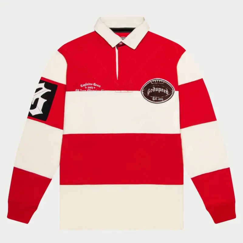 White/Red Godspeed Classic Field Rugby Shirt - Godspeed White/Red Godspeed Classic Field Rugby Shirt